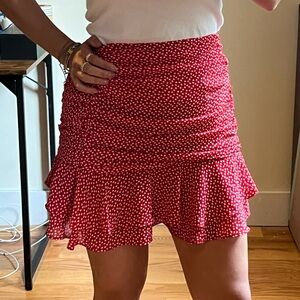 Aqua red with white hearts skirt